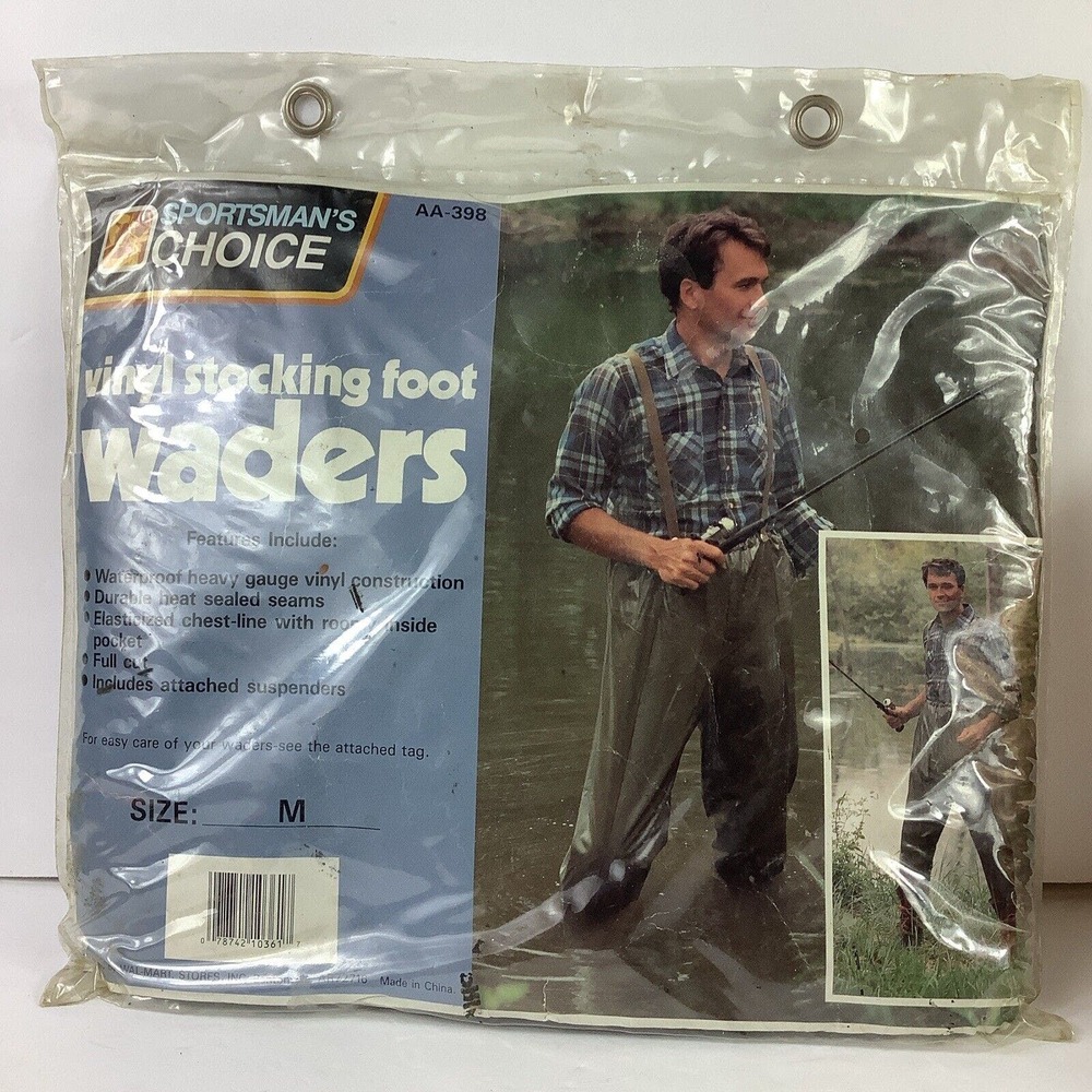 Sportsman’s Choice Waders Vinyl Stocking Foot Mens Sz Medium Fishing Apparel NOS